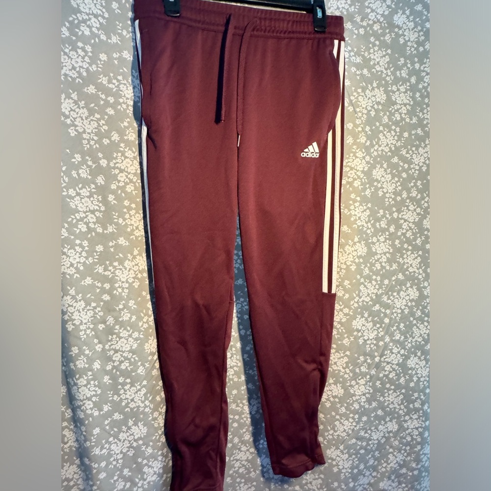 Red Adidas track pants